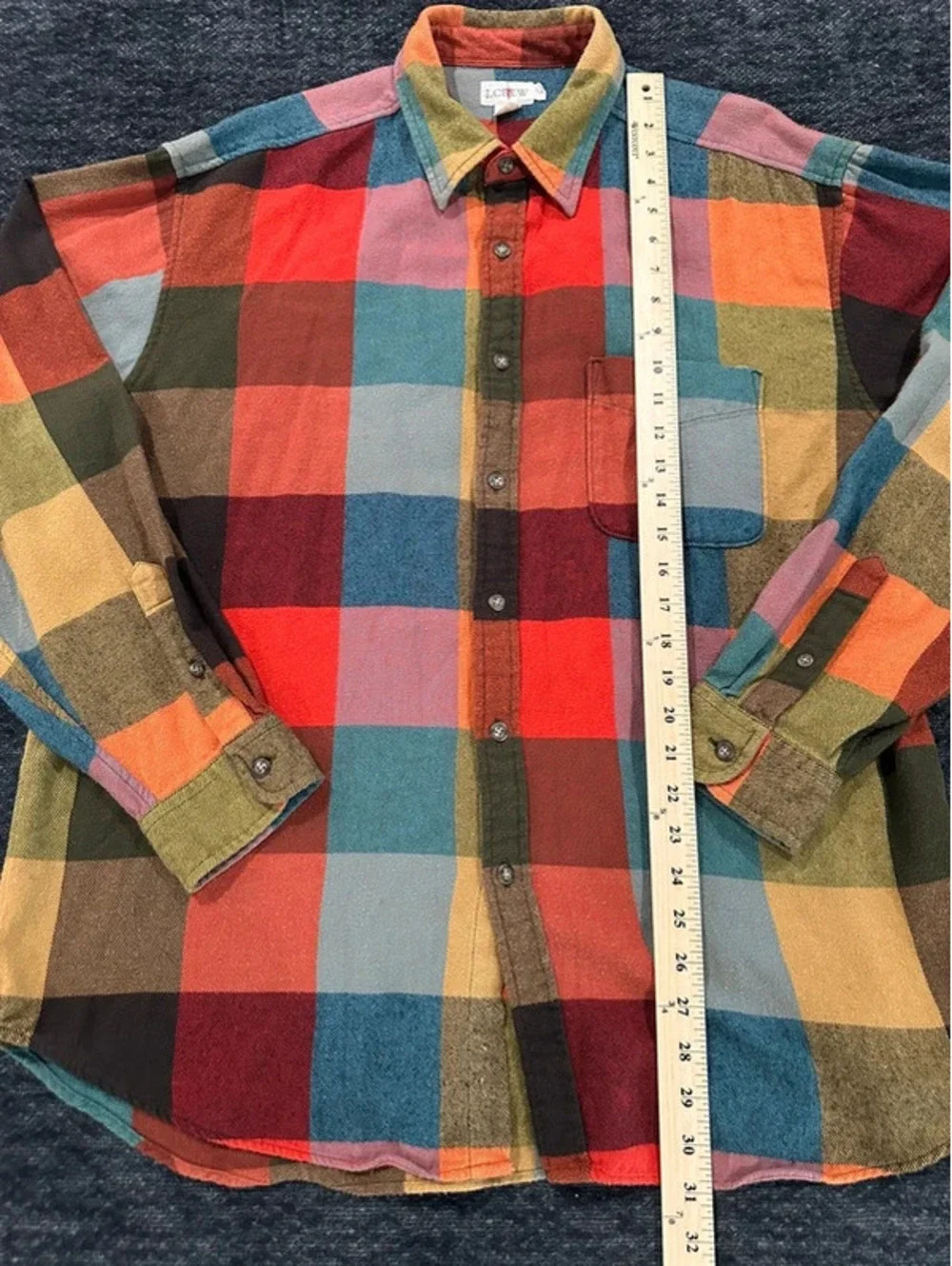 J.Crew Men’s Large Plaid Flannel Button Front Shirt Multicolor 100% Cotton